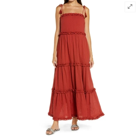 Tory Burch  NWTs Ruffle Tie Shoulder  Maxi - Picture 1 of 11